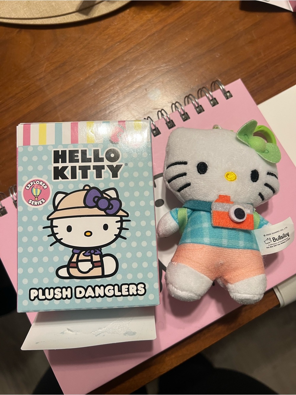 Hello Kitty Plush Dangler in White, Pink, Green & Blue Travel Outfit